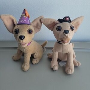 Yo Quiero Taco Bell Plush Chihuahua lot of 2 Dogs Talking Microphone & 2000 Y2k